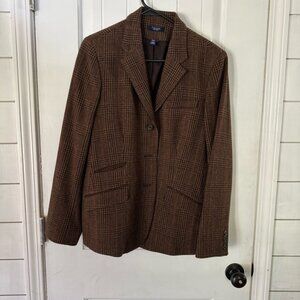 Chaps Brown Plaid Blazer old money wool blend